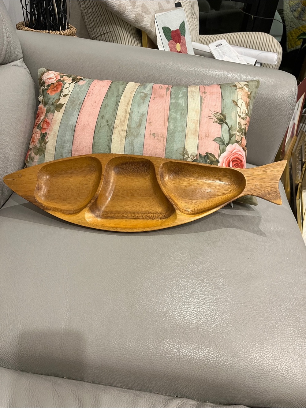 Serving Tray wooden Fish Shaped Three Compartments Charcuterie?